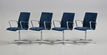 SKRIVBORDSSTOLAR, 4 st, "Oxford", Arne Jacobsen, Fritz Hansen, 1990/2000-tal.