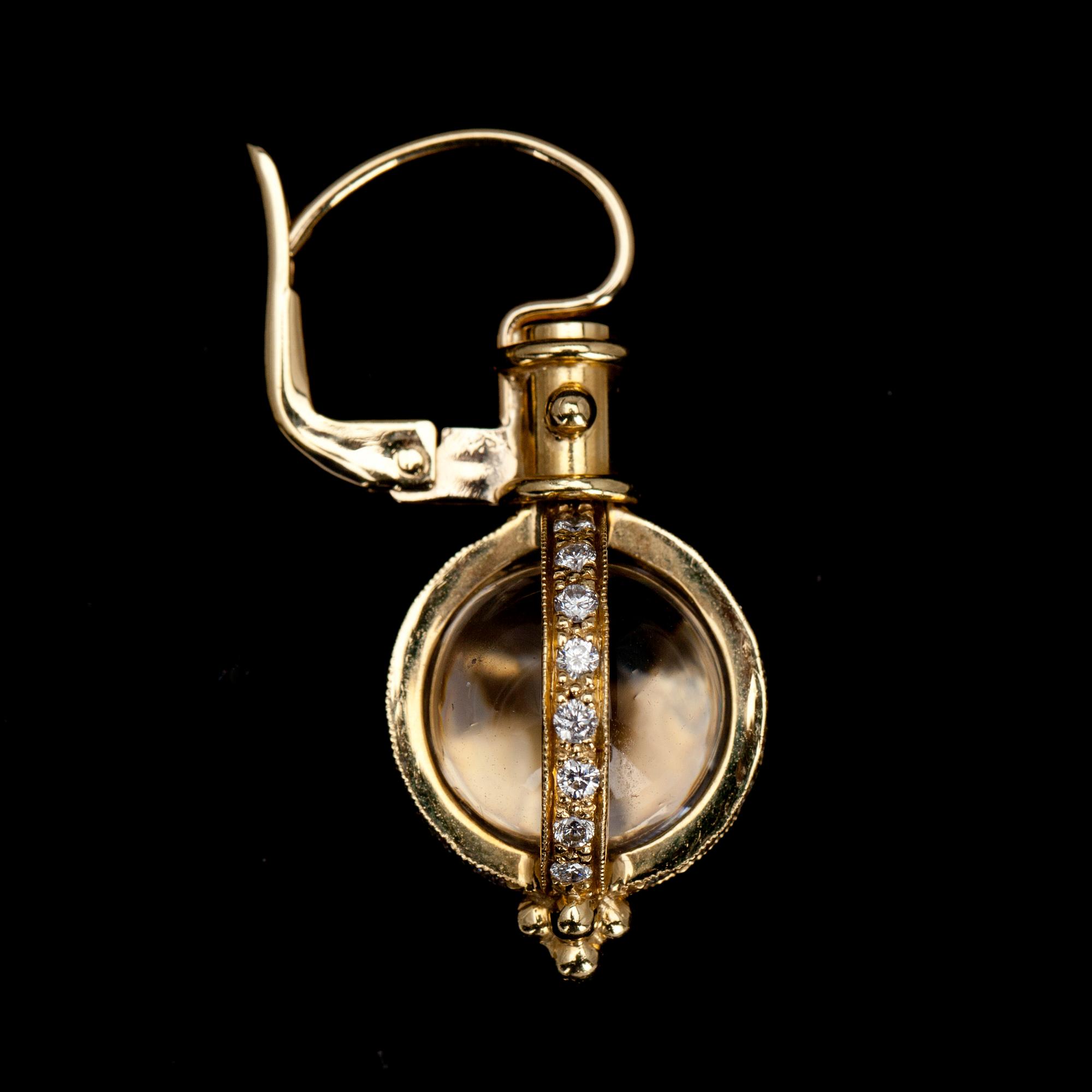 ÖRHÄNGEN, guld 18K, bergskristaller, diamanter tot. ca 0,65 ct. TEMPLE ST. CLAIR, USA. Vikt tot. 13,6 g.