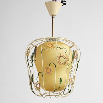 Ulla & Gunnar Eklöf, attributed to, a pair of Swedish Modern ceiling lamps, Corona Belysningskultur, Stockholm, 1940s.