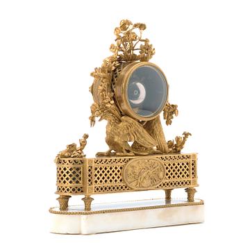 A Louis XVI-style late 19th century mantel clock by Eugene Hazart (1838-1891, bronze maker in Paris).