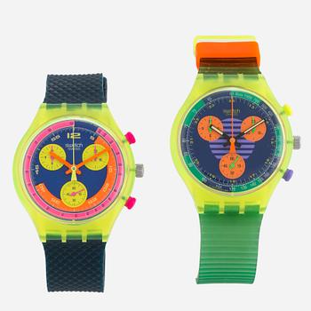 SWATCH, Chrono x 2 pcs. chronograph, wristwatch, 37,3 mm,