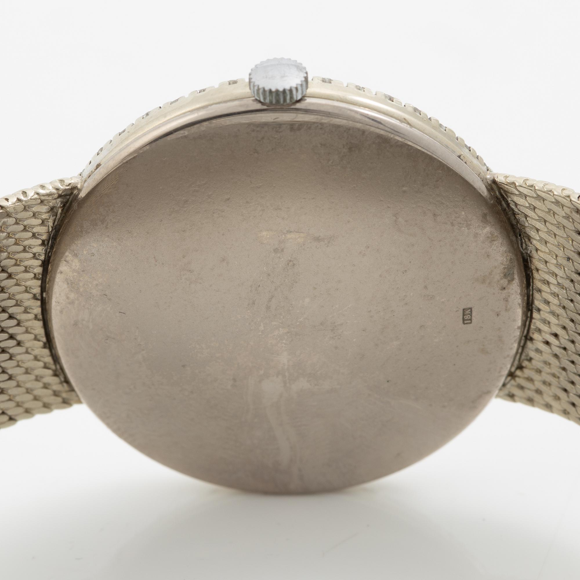 Wristwatch, 18K white gold/diamonds, 34 mm.