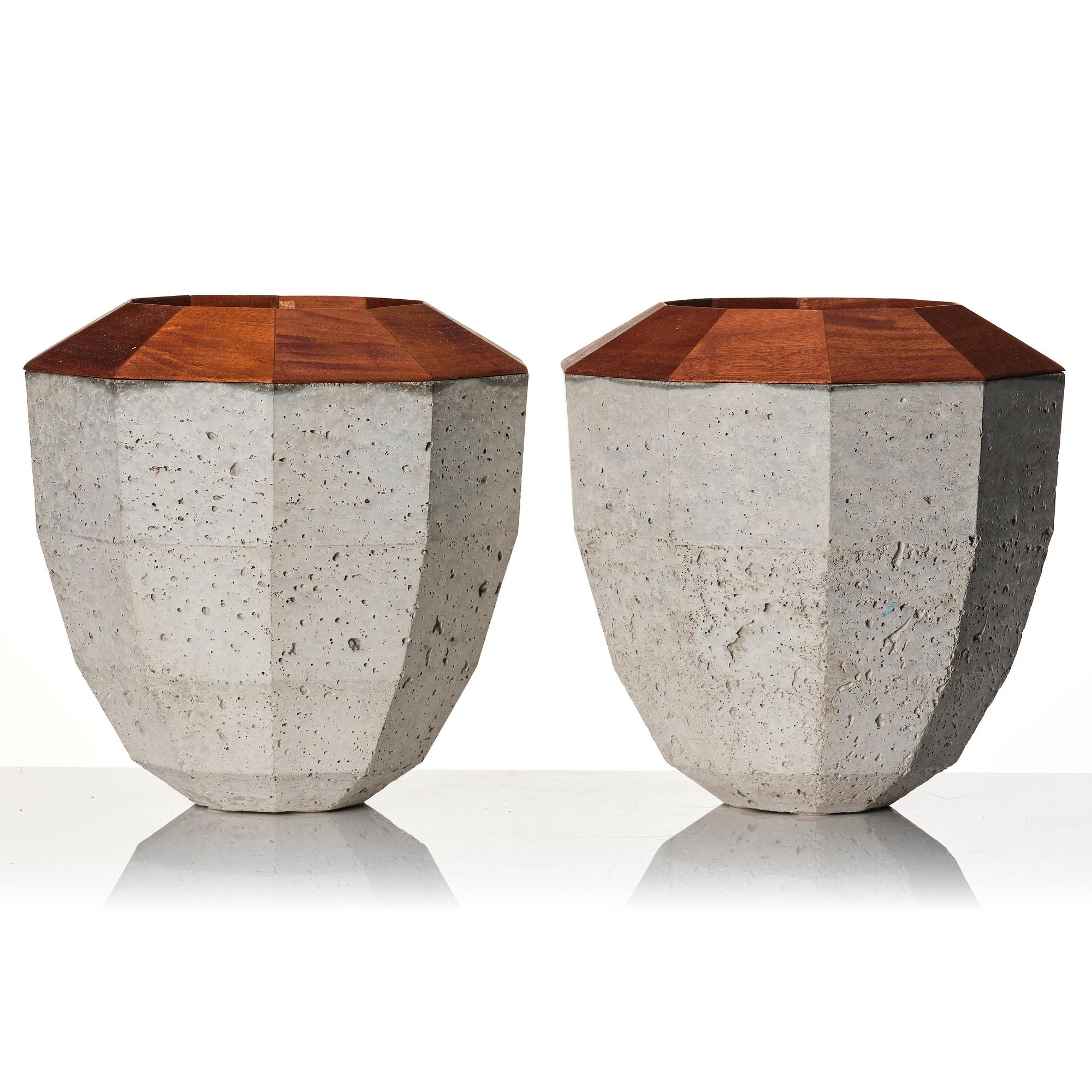 Tom Mårtenson, & Perranch Concrete Design, a pair of garden urns, 1980s.