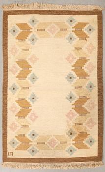 Röllakan rug, approximately 188x143 cm, signed "IA".