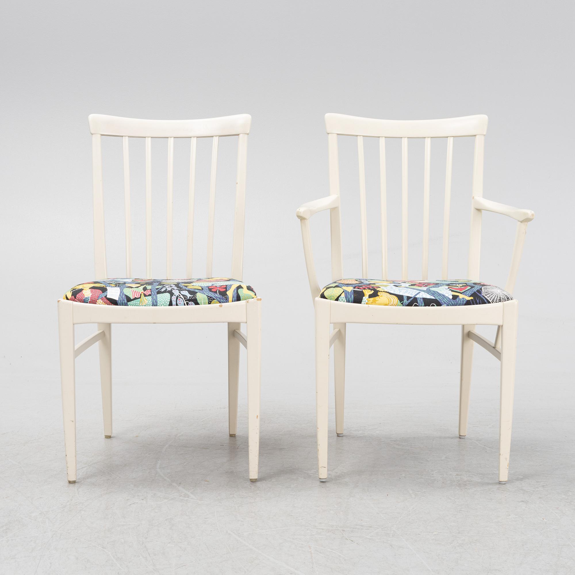Carl Malmsten, a 'Herrgården' dining table and six chairs, Bodafors.