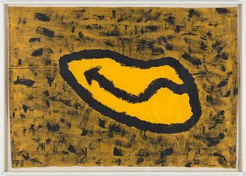 CHARLEMAGNE PALESTINE, mixed media on textile, signed CP and dated 78.