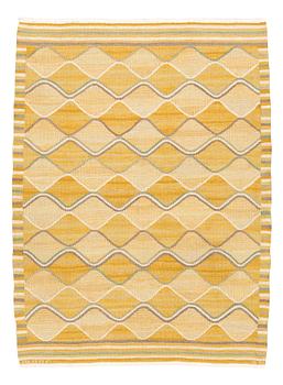 228. Barbro Nilsson, a carpet, "Spättan, gul", flat weave, ca 190,5-192,5 x 135-143 cm, signed AB MMF BN.