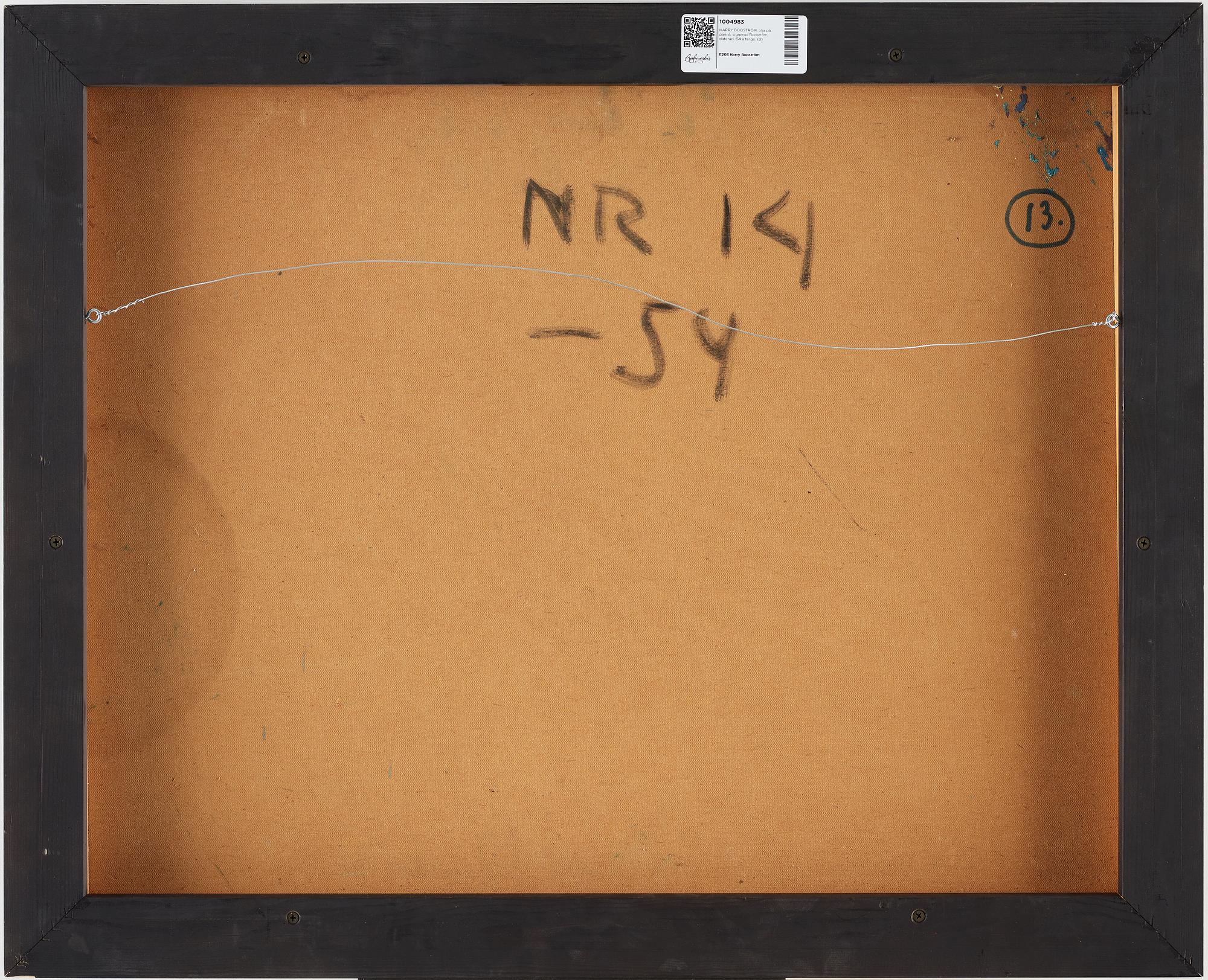 HARRY BOOSTRÖM, oil on panel, signed Booström, dated -54 on verso.