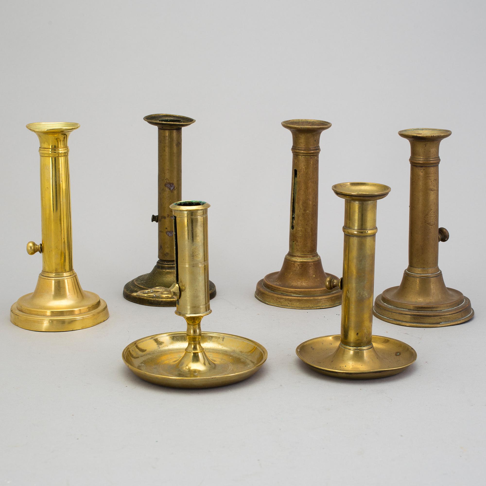 Six candlesticks, 1700-/1800s.