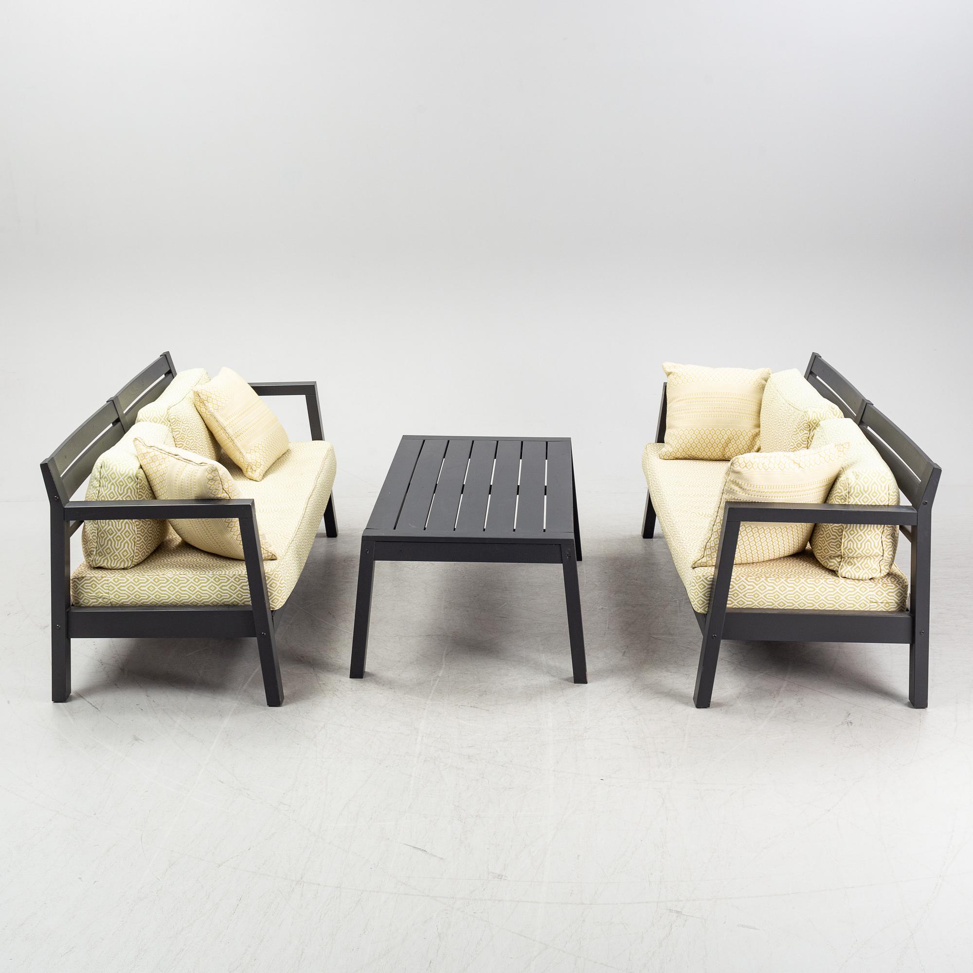 A lounge suite, with two sofas and one table, 'Stoltö', Hillerstorp.