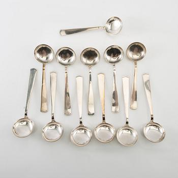 Jacob Ängman, bouillon spoons 12 pcs. "Rosenholm" silver GAB Stockholm 1956.