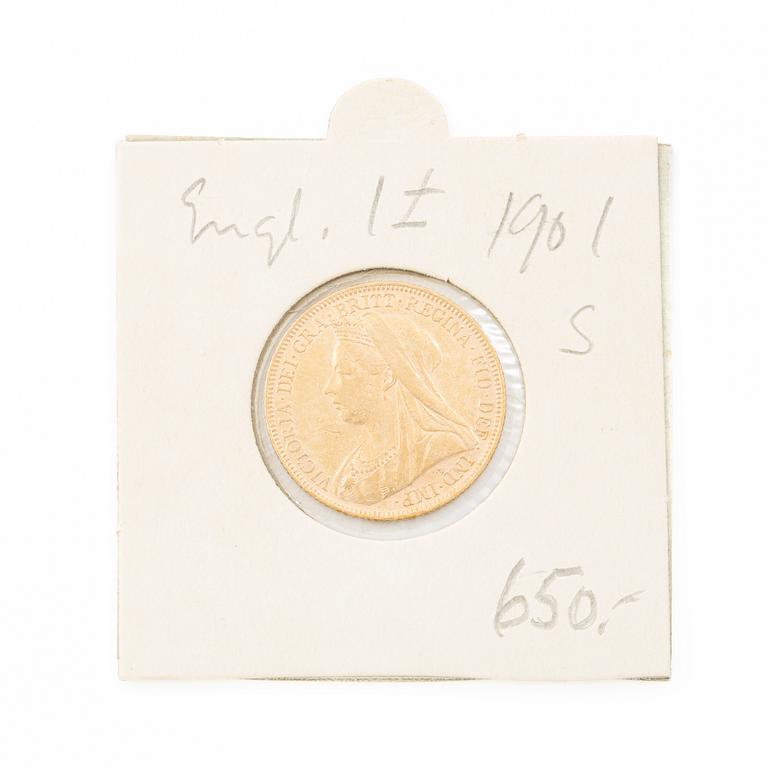 Guldmynt, Storbritannien, Victoria, 1 Sovereign, 1901.