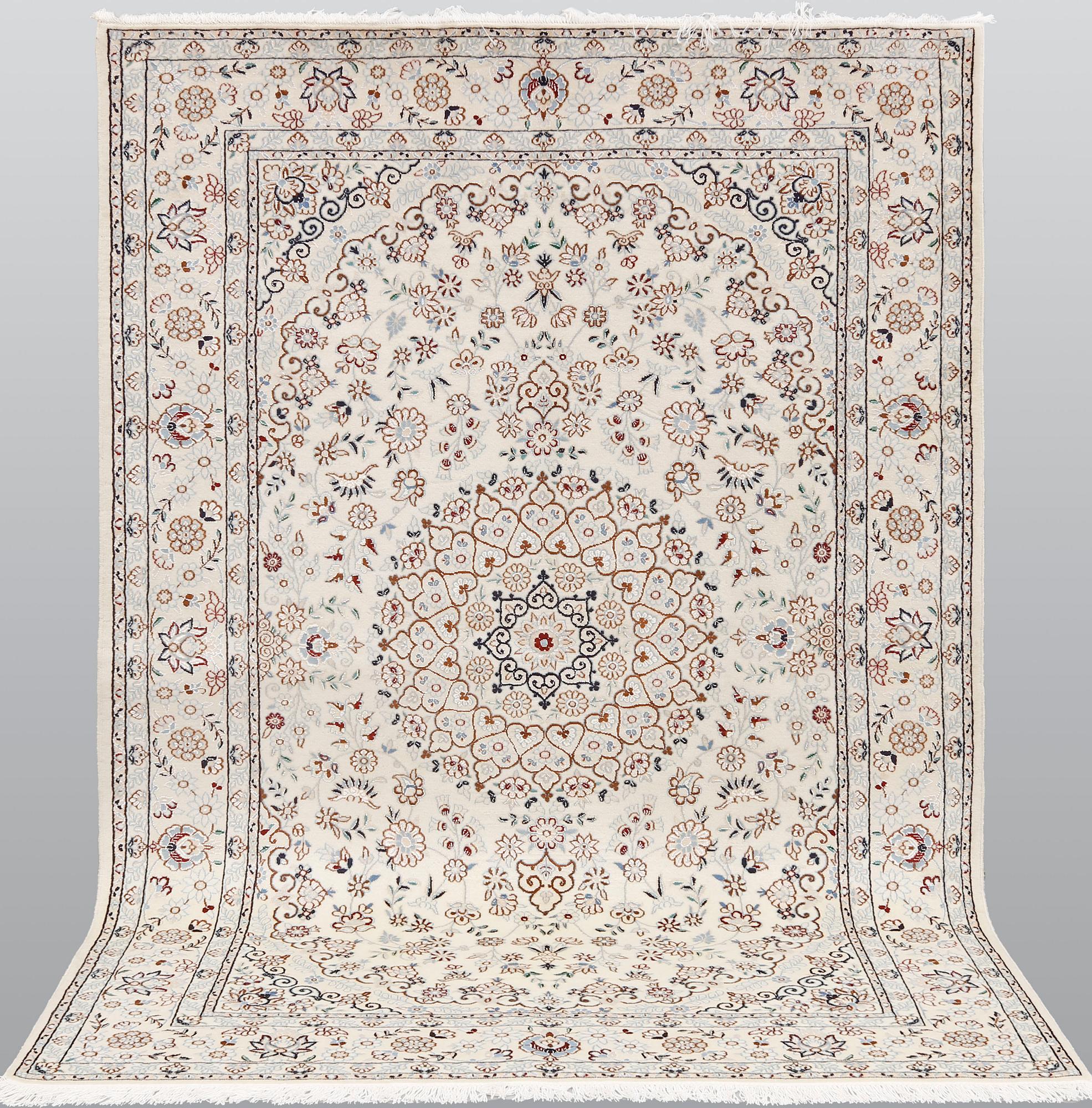 A part silk, Nain carpet, so called 9 LAA, ca 243 x 168 cm.