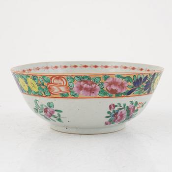 A Chinese bowl, two plates and three dishes, 18th century and later.