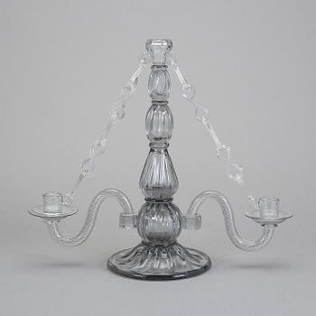 KANDELABER, glas. Gerda Strömberg och Knut Bergqvist, Strömbergshyttan 1940-50-tal.