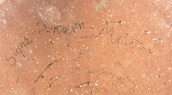 Signe Persson-Melin, ytterfoder/urna signerad Campos Filhos, Portugal delvis glaserat stengods.