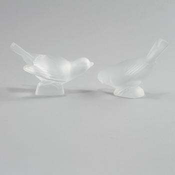 FIGURINER, 2 st, glas, Lalique, Frankrike, 1900-talets andra hälft.