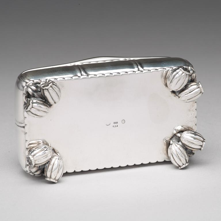 Georg Jensen, an 830/1000 silver box, Copenhagen 1919, design nr 133.