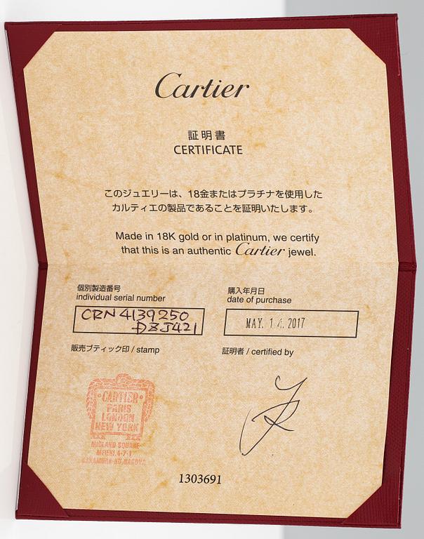 Cartier, Sormus, platinaa ja timantti n. 0.41 ct. Merkitty DZJ421. GIA todistus.