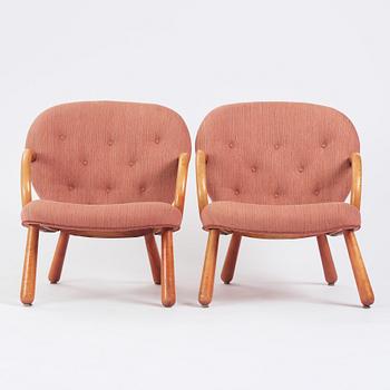 Swedish Modern, a pair of 'Clam Chairs', possibly by Erik Eks Snickerifabrik, probably 1950s.