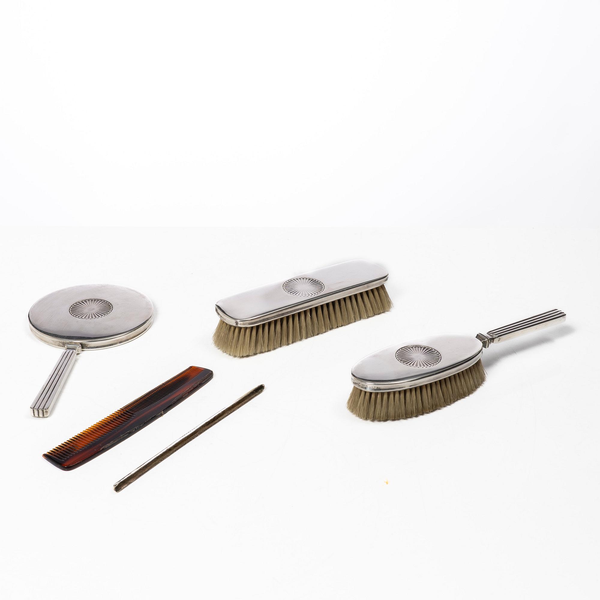 Sigvard Bernadotte, Toilet set, 4 pieces, sterling silver, by Georg Jensen, Denmark 1933-1944. Model no. 278.