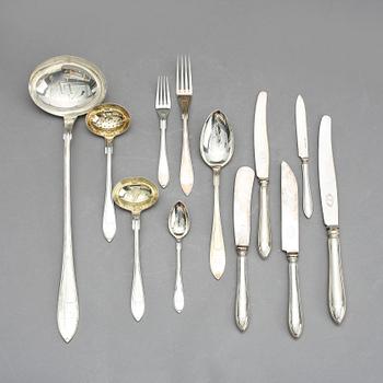 BESTICKSERVIS, 85 delar, silver, "Svensk spets", GAB, Stockholm, bla 1926. Vikt ca 1965g.