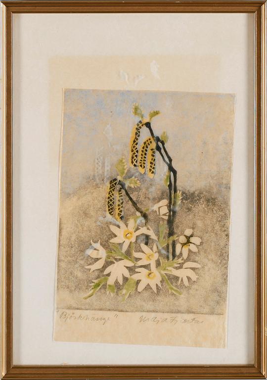 KERSTIN MARIA (MAJA) FJAESTAD, 2 st, träsnitt, signerade.