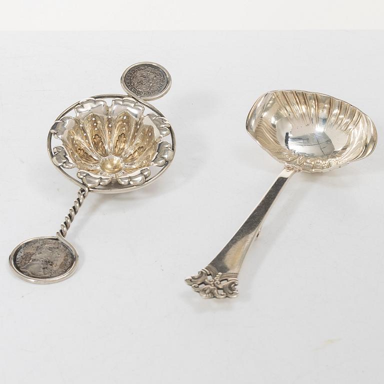 Table accessories, 7 pieces, silver, including Denmark 1880s.
