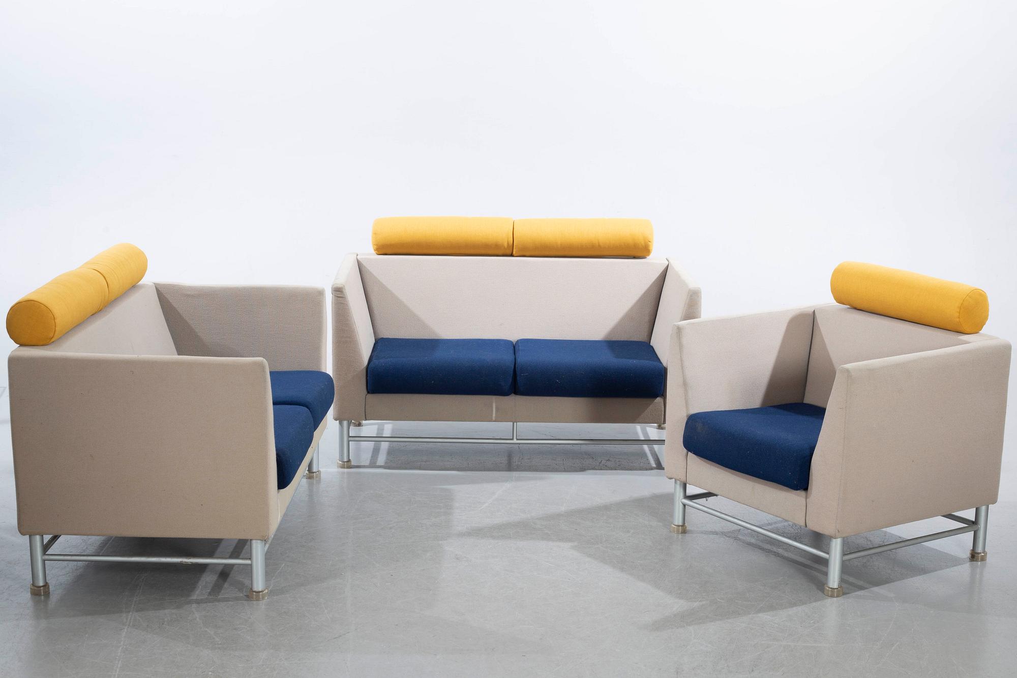 ETTORE SOTTSASS, a 3 piece sofa suit "Eastside" for Knoll Memphis design, 1980's.