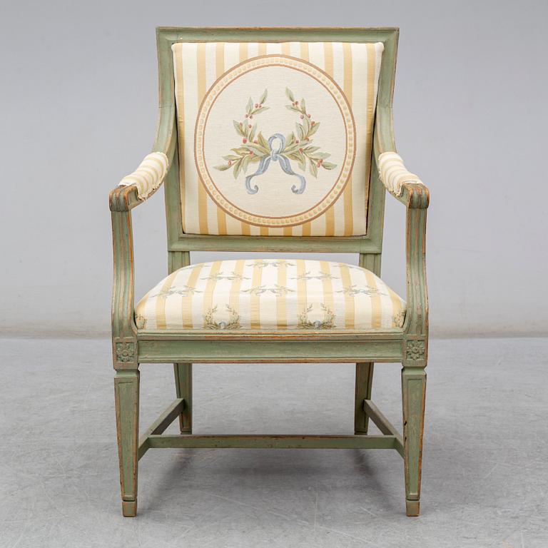 A late Gustavian armchair by Anders Hellman (master in Stockholm 1793-1825).