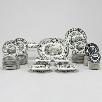 Wedgwood, A 134-piece stoneware dinnerservice 'Landscape', England, turn of the 19th century.