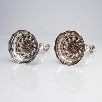 A pair of Italian 18th century silver candlesticks, mark of Giovanni Battista Carron (active 1753-1778), Turin.