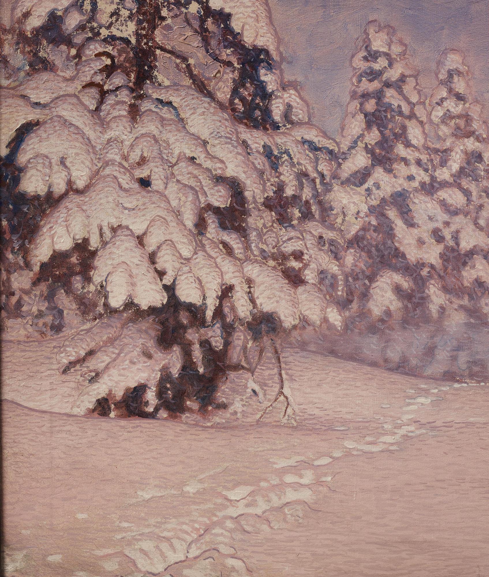 Gustaf Fjaestad, Tracks in the deep snow.