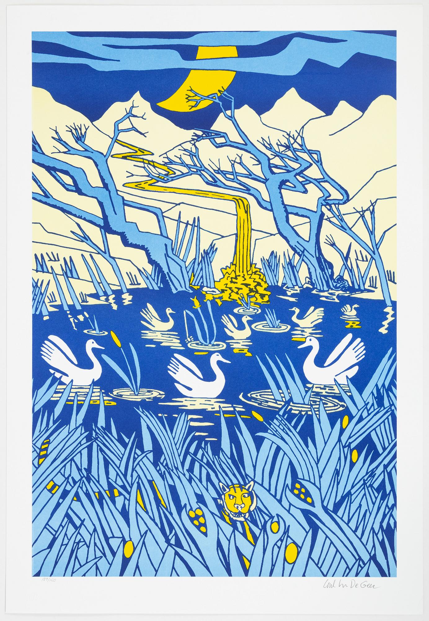 Carl Johan De Geer, färglitografi, signerad 109/150.