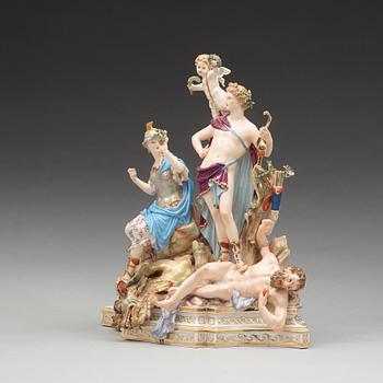 A Meissen Allegorical figure group, ca 1900.