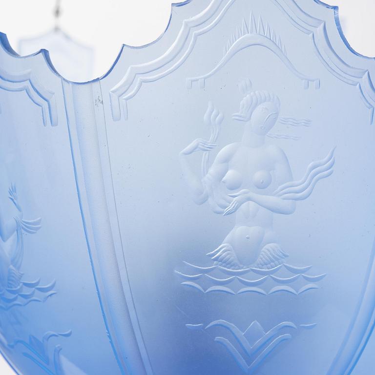 Edward Hald, a Swedish Grace ceiling lamp, Orrefors, 1920s.