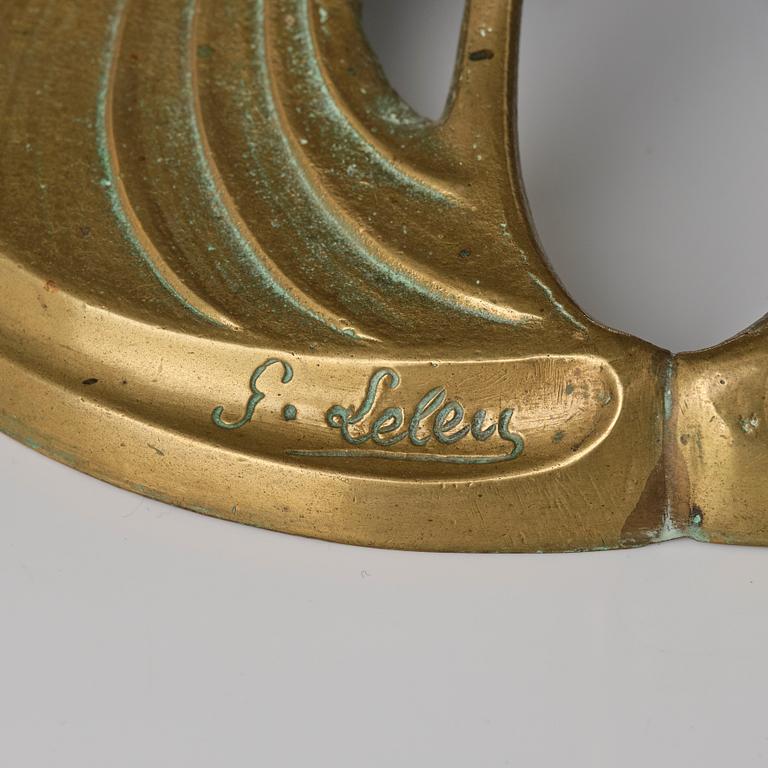 A bronze and brass table lamp, with signature Georges Leleu.