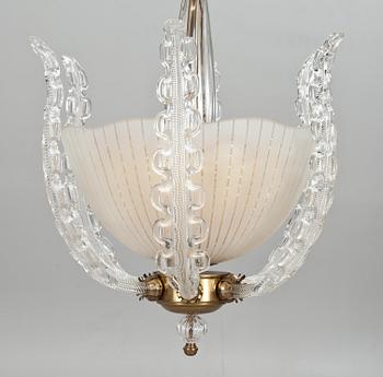 TAKLAMPA, Orrefors, glas, sannolikt Carl Fagerlund, 1900-talets mitt. H ca 70 cm.