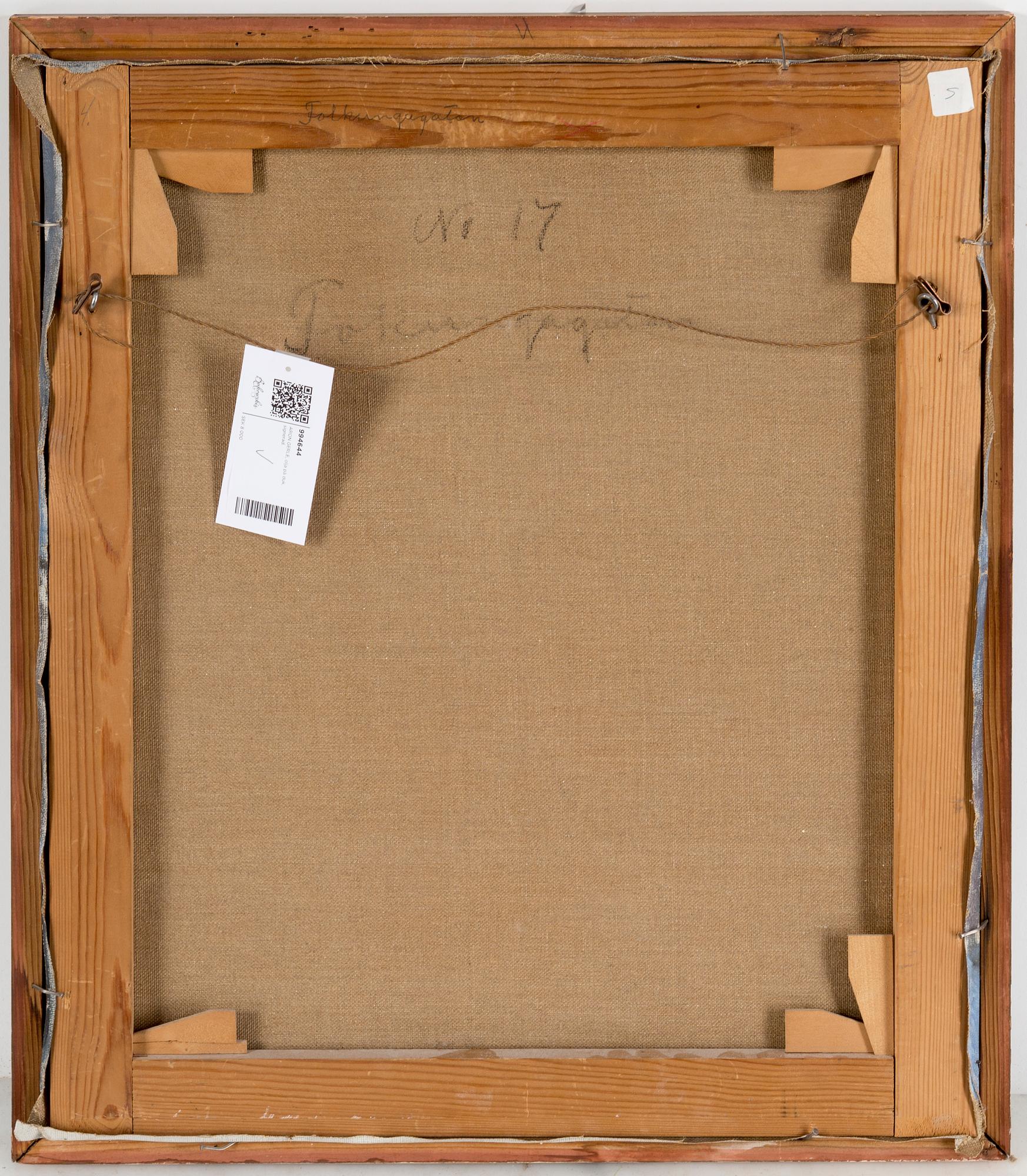 A Stockholm Söder street scene by ARON GERLE, oil on canvas, signed.