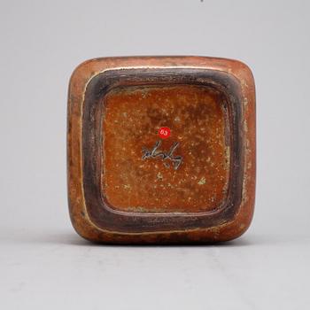 Hans Hedberg, a glazed ceramic lidded box, Biot, France, signed Hbg.