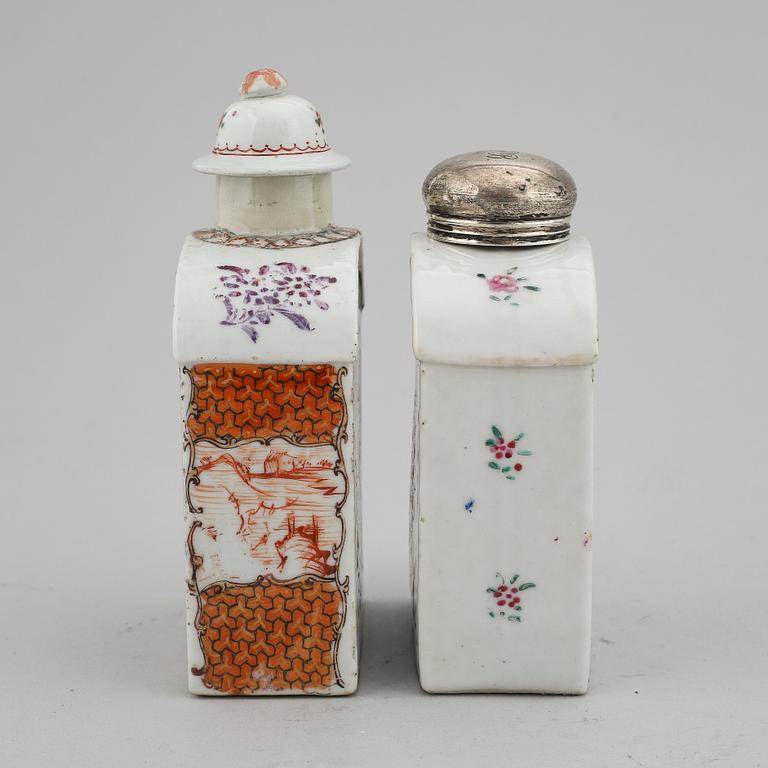 Two famille rose tea caddies, Qing dynasty, Qianlong (1736-95).