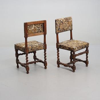 STOLAR, 6 st, snarlika, barock/barockstil, mestadels 1800-talets andra hälft.