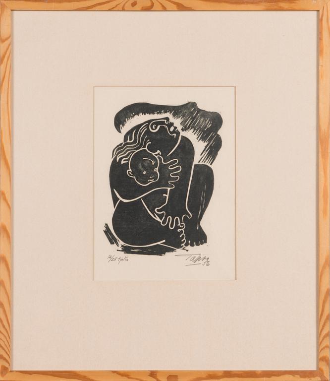 TapsaTapiovaara, wood cut, signed and dated -56, numbered 14/25 tpl'a.