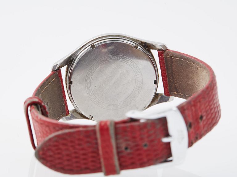 HERRARMBANDSUR, stål, Longines, 1960-tal.