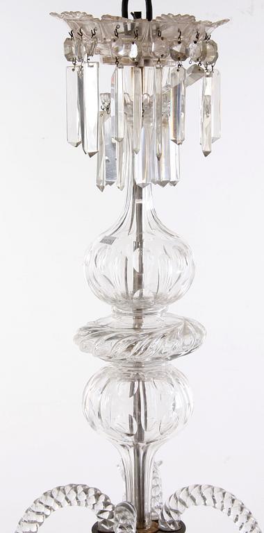 LJUSKRONA, glas, barockstil, 1800-talets andra hälft. H 75.