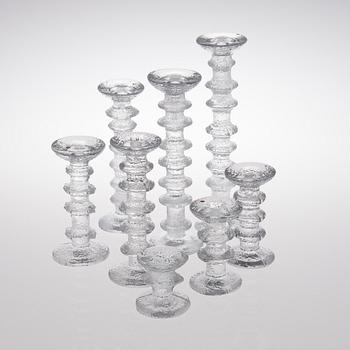 TIMO SARPANEVA, LJUSSTAKAR,  8 ST. "Festivo". Fem st. signerade TS. Iittala.