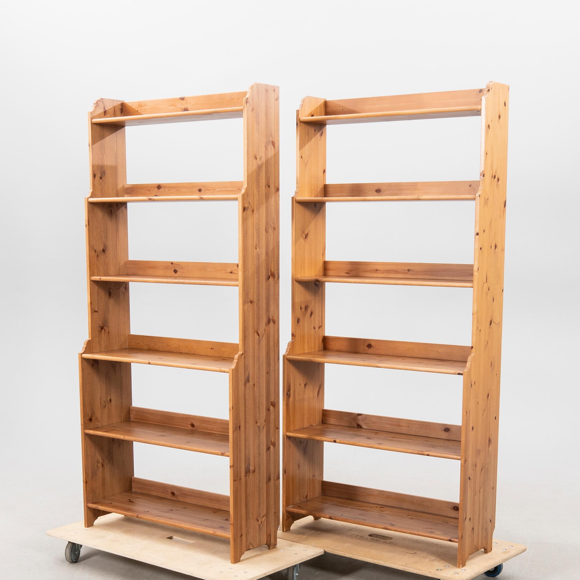 A pair of Leksvik pine book shelves from IKEA 1990s.