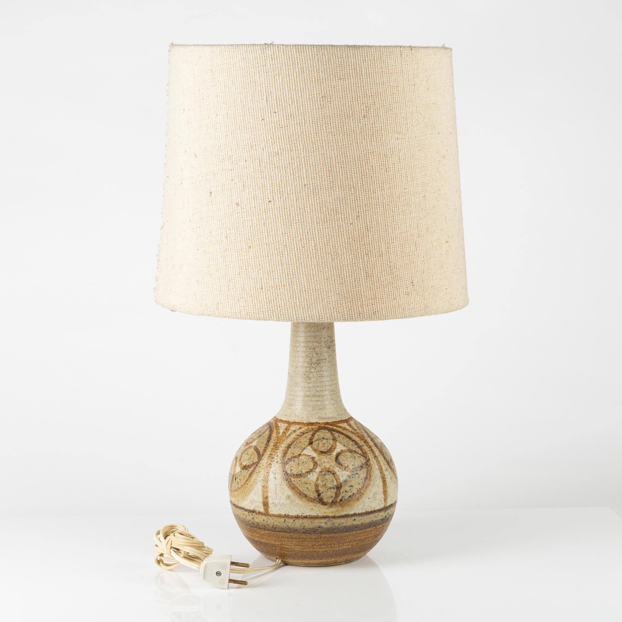 A handmade stoneware table lamp, Søholm Stentøj, Bornholm, Denmark.