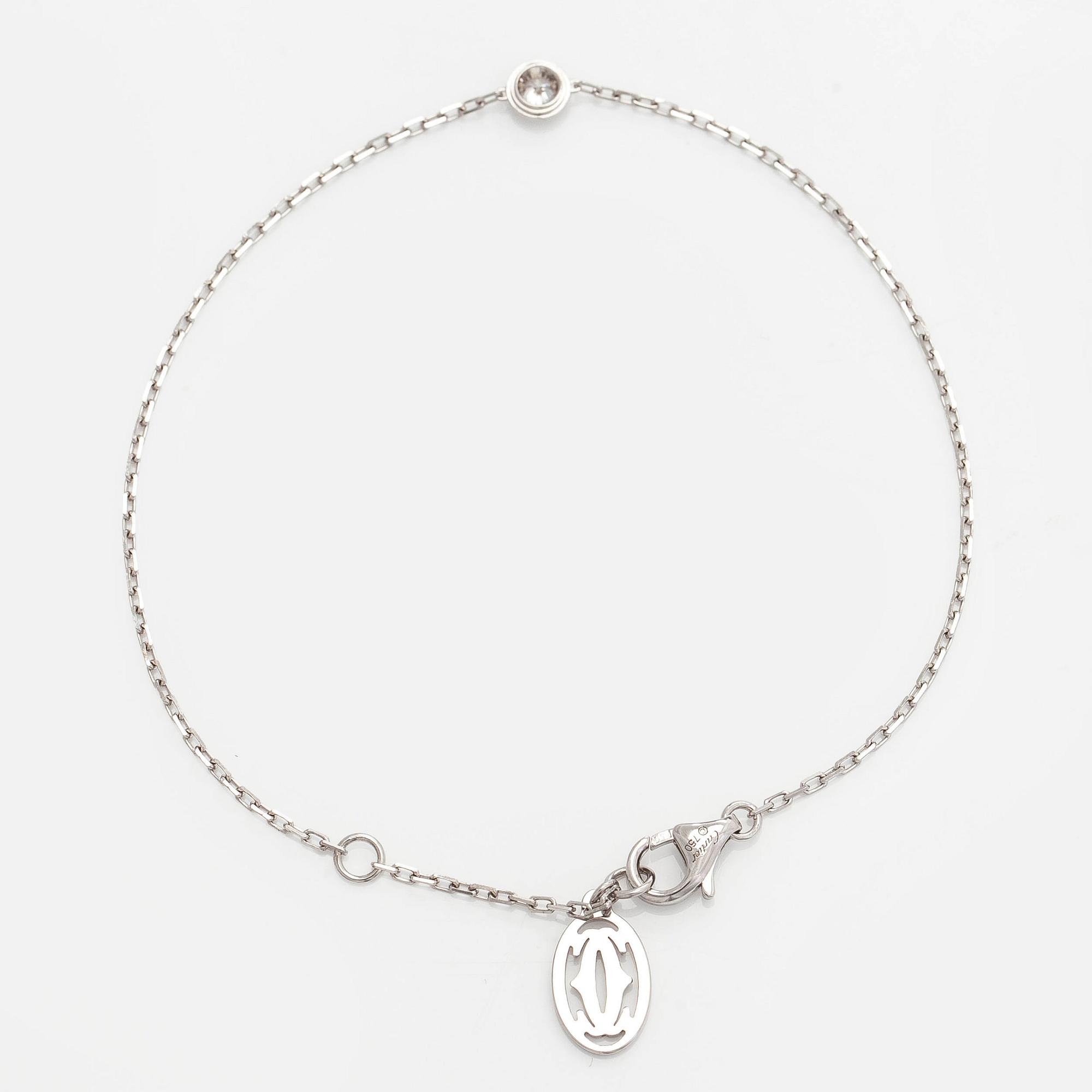 Cartier, rannekoru, "d'Amour", 18K valkokultaa, timantti, n. 0.05 ct.