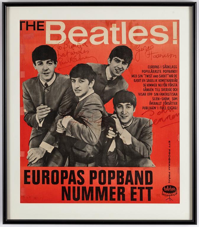 The Beatles, signed concert tour poster, Sweden, 1963.